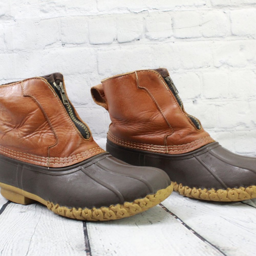 LL BEAN Sherpa Lined Front Zip Ankle Boots Size 8 N - Picture 2 of 9